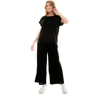 Loungewear Black Lilac Short Sleeve Casual Wear Top Bottom Pajama 2pc Set